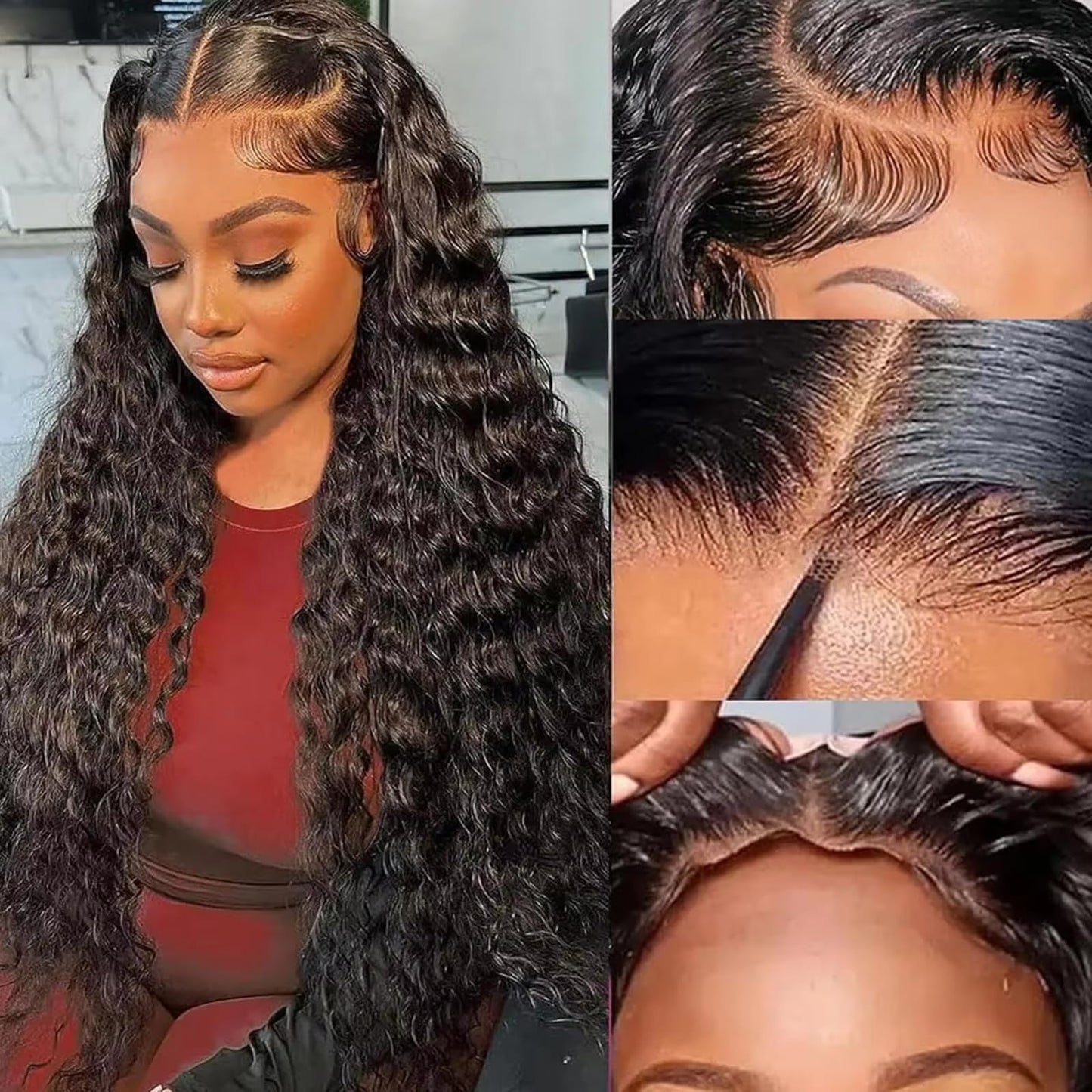 Hrnytdek 180% Density 13x6 Lace Front Wig Human Hair - Glueless Swiss HD Lace, Pre Cut Body Wave 30Inch, Pre Plucked Hairline & Baby Hair, Thick & Tangle-Free (Black)
