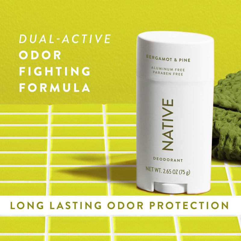 Native Deodorant Contains Naturally Derived Ingredients, 72 Hour Odor Control, Deodorant for Women and Men, Aluminum Free, Bergamot & Pine 2.65oz