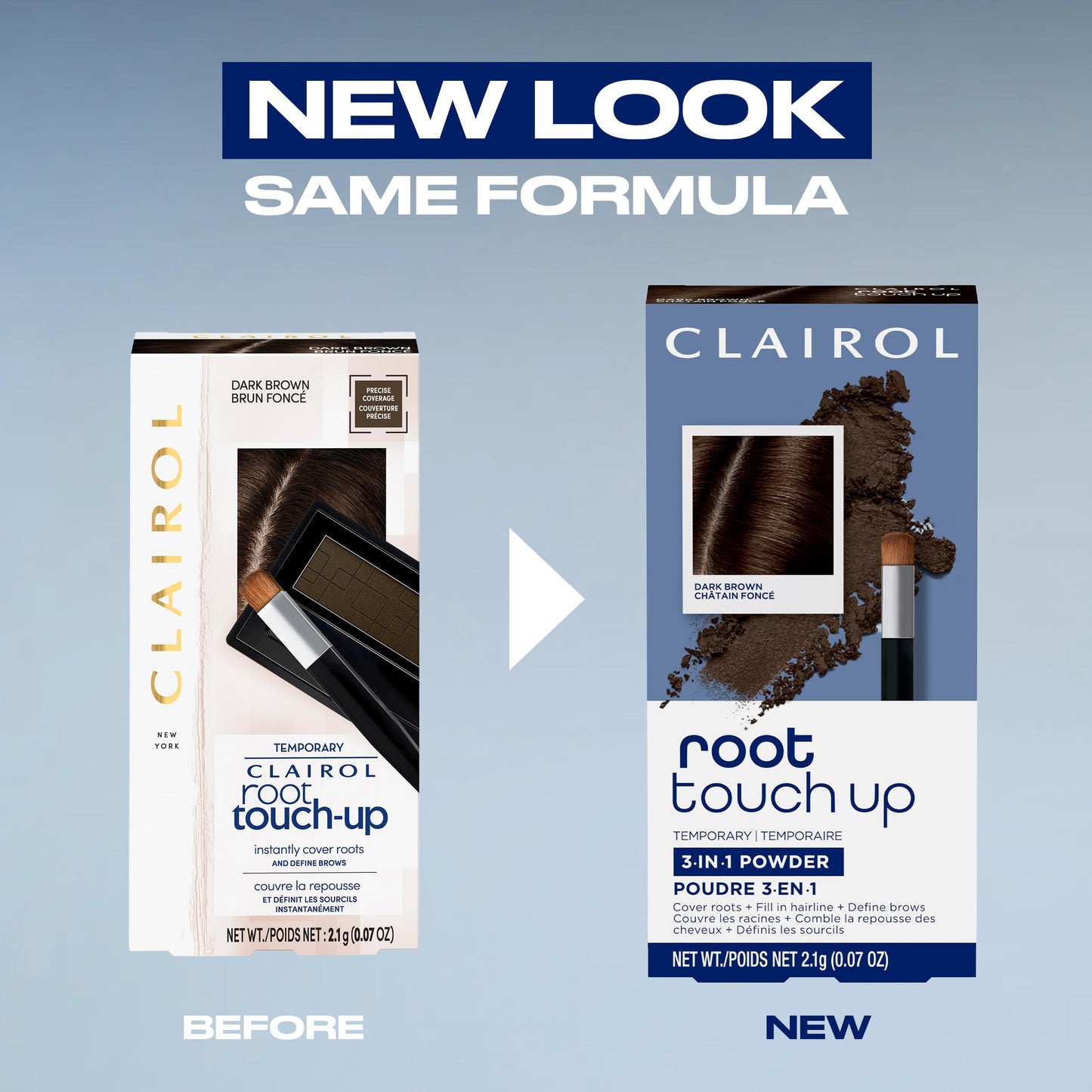 Clairol Root Touch-Up Temporary Concealing Powder, Dark Brown Hair Color | Ammonia Free | Instantly Cover Roots + Define Eyebrows | On-the-Go Compact with Mirror and Application Brush | Pack of 3