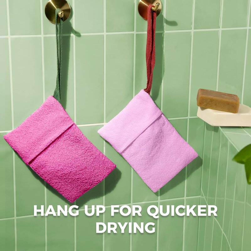 ZOMCHI Soap Saver Bags - Exfoliating Dual-Texture Pouches for Shower | 6 Pack in Gray, Yellow & Pink