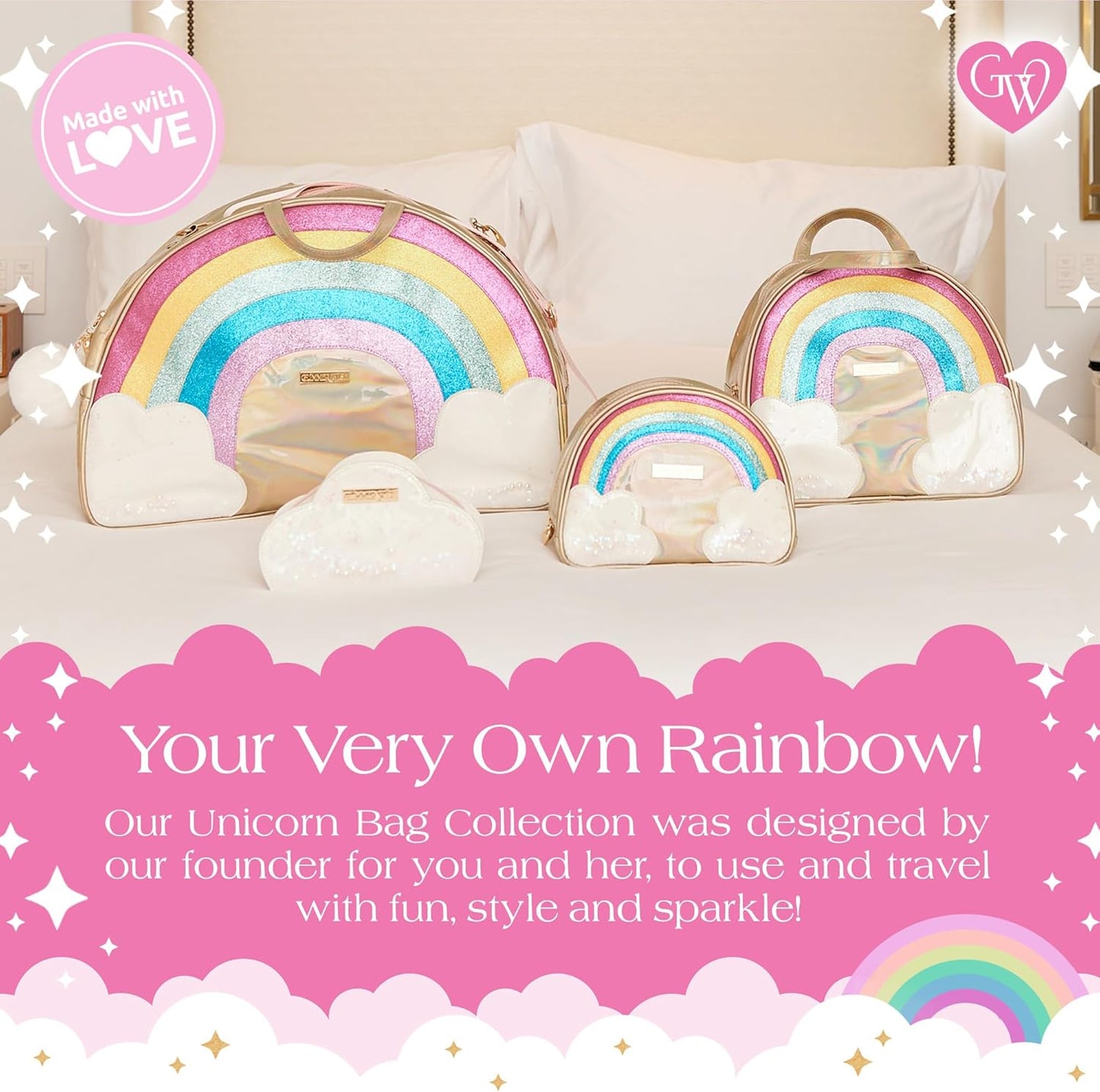 Unicorn Rainbow Cosmetic Bag - Stylish Travel Makeup Organizer | 9.3 x 4.3 x 6.7 in