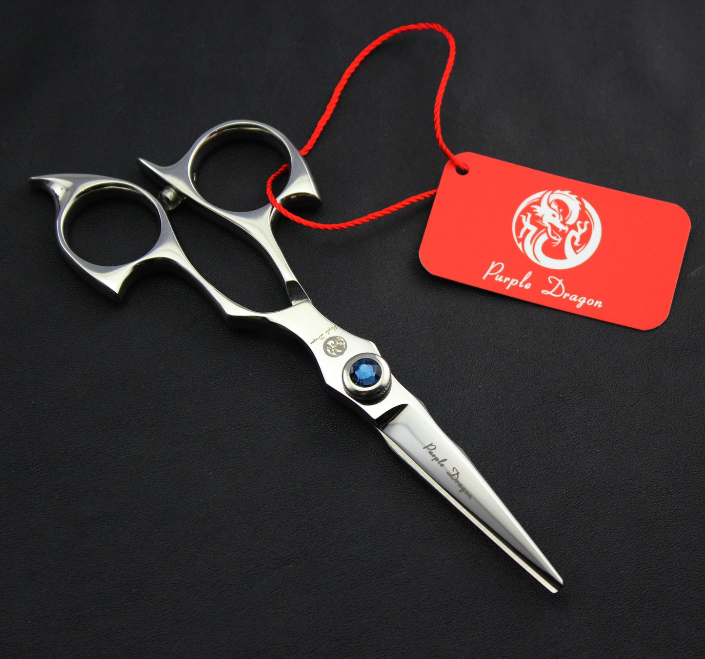 Purple Dragon 5.0 inch 440C Sliver Salon Hair Cutting Scissors Barber Shears with Bag- Perfect for Professional Hairdresser