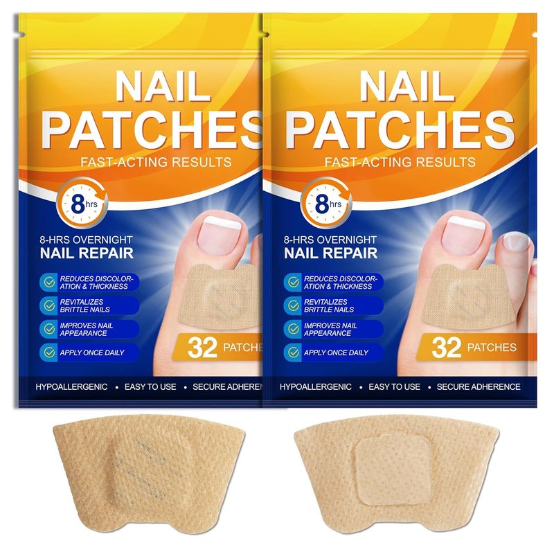 Extra Strength Toenail Treatment | 8-Hour Overnight Repair for Ingrown Nails, Strengthens Brittle Nails, Hypoallergenic (64 Patches)