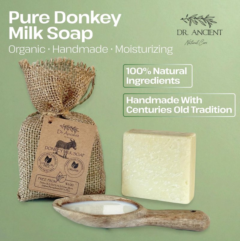 Dr.Ancient Donkey Milk Soap Bar Natural Moisturizing Milk Soap Ancient Inspired Handmade for Face and Body Gentle Cleanser for Sensitive and Dry Skin 5 oz (Pack of 4)