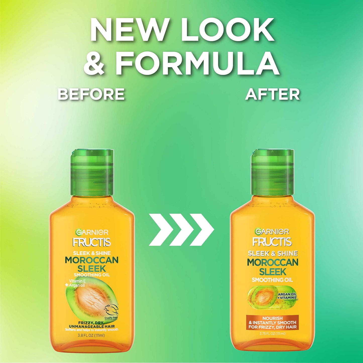 Garnier Fructis Sleek & Shine Moroccan Sleek Smoothing Oil for Frizzy, Dry Hair, Argan Oil, 3.75 Fl Oz, 1 Count (Packaging May Vary)