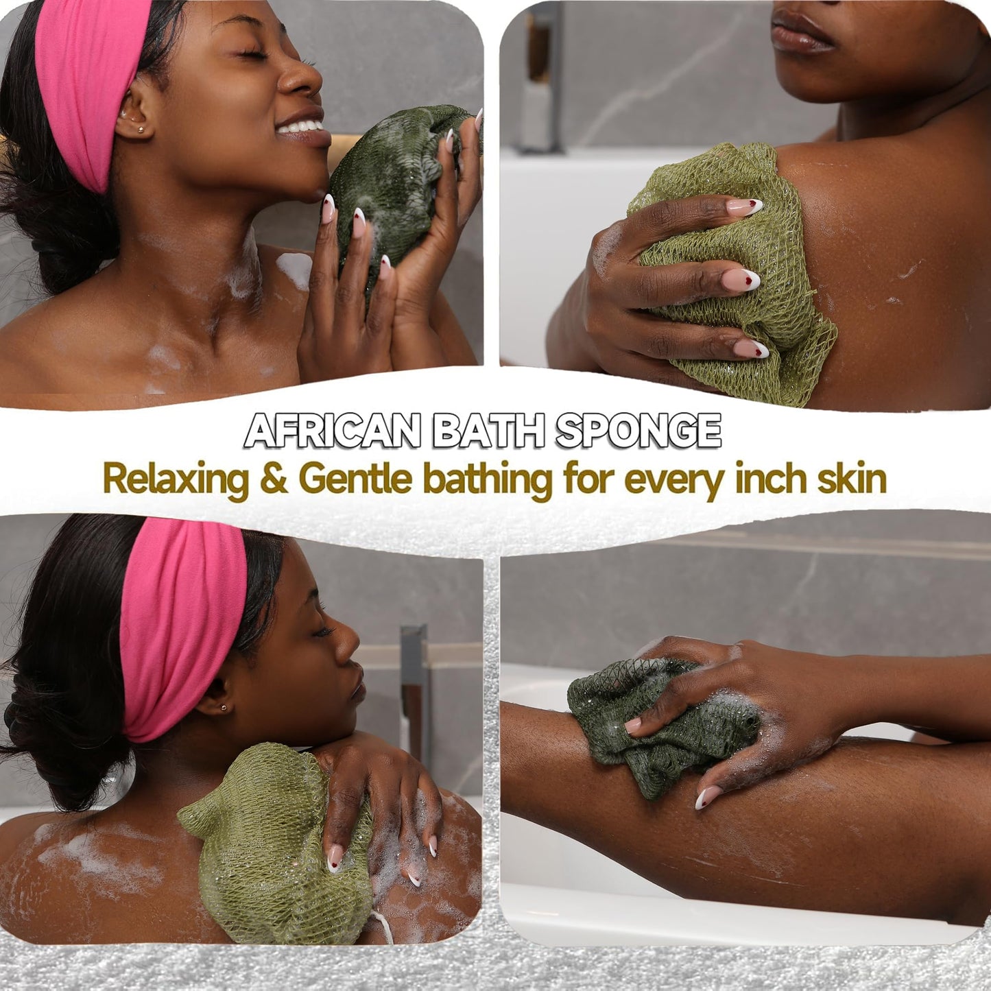 SubSahara Authentic African Net Sponge - 5 Pack Exfoliating Bath & Shower Loofah Sponge for Body & Face, Gentle Scrubber for All Skin Types, Travel, Durable