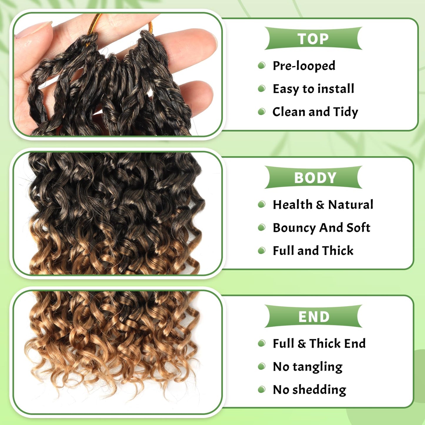 Pre Looped Gogo Curl Crochet Hair 8 Packs Pre Twisted Ocean Wave Goddess Box Braids Curly Water Wave Synthetic Braiding Hair For Black Women (#T27, 10 Inch (Pack of 8))