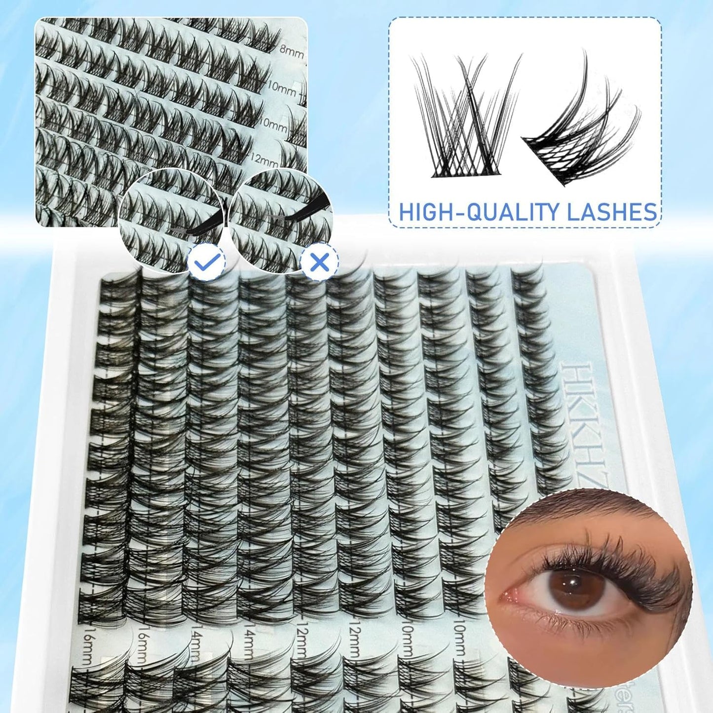 Wispy Lash Clusters - Natural Look Individual DIY Eyelash Extensions | 200 Pcs C Curl 8-16mm Ultra-Thin Soft Band