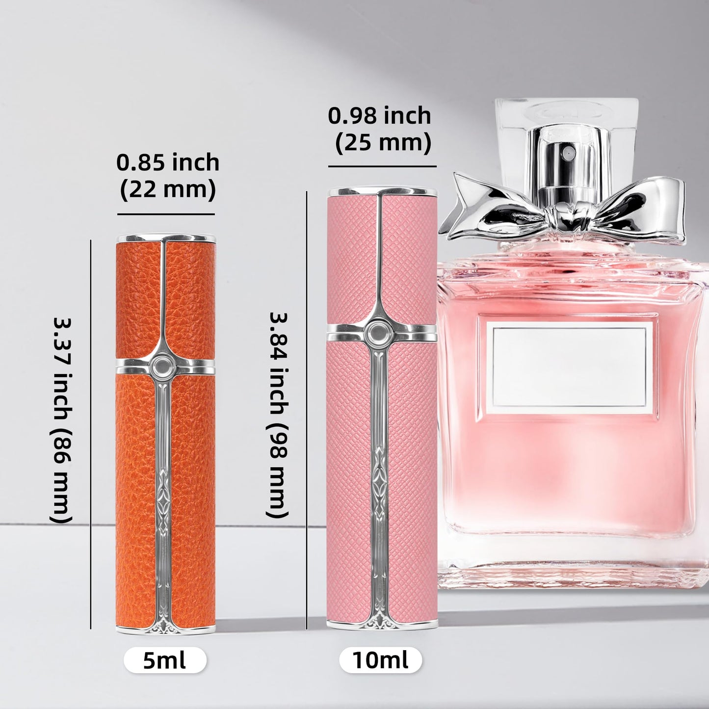 muilsae AF00BK Leather Perfume atomiser, 10ml Bottom Fill Travel Perfume Bottle, Refillable Perfume Dispenser for Women & Men (Black)