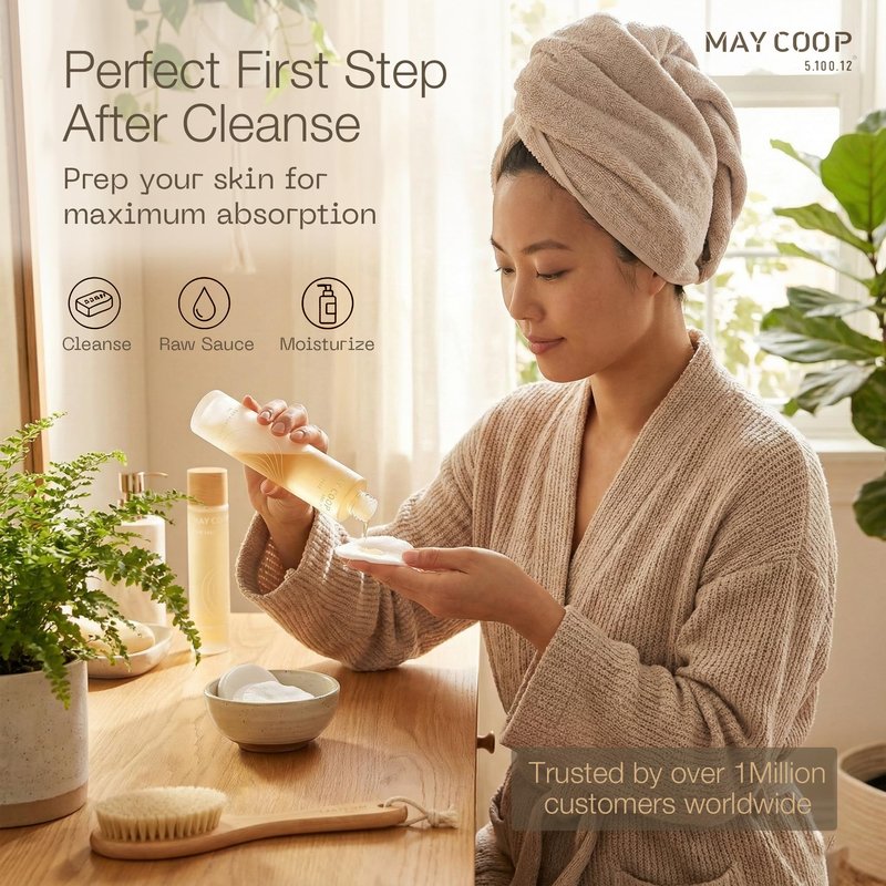 May Coop Raw Sauce Moisture Essence Toner | Hydrating Face Toner | Rice Toner for Dry, Sensitive & Acne-Prone Skin | Pore Refining Korean Skincare with Centella & Birch Sap 5.07 fl oz