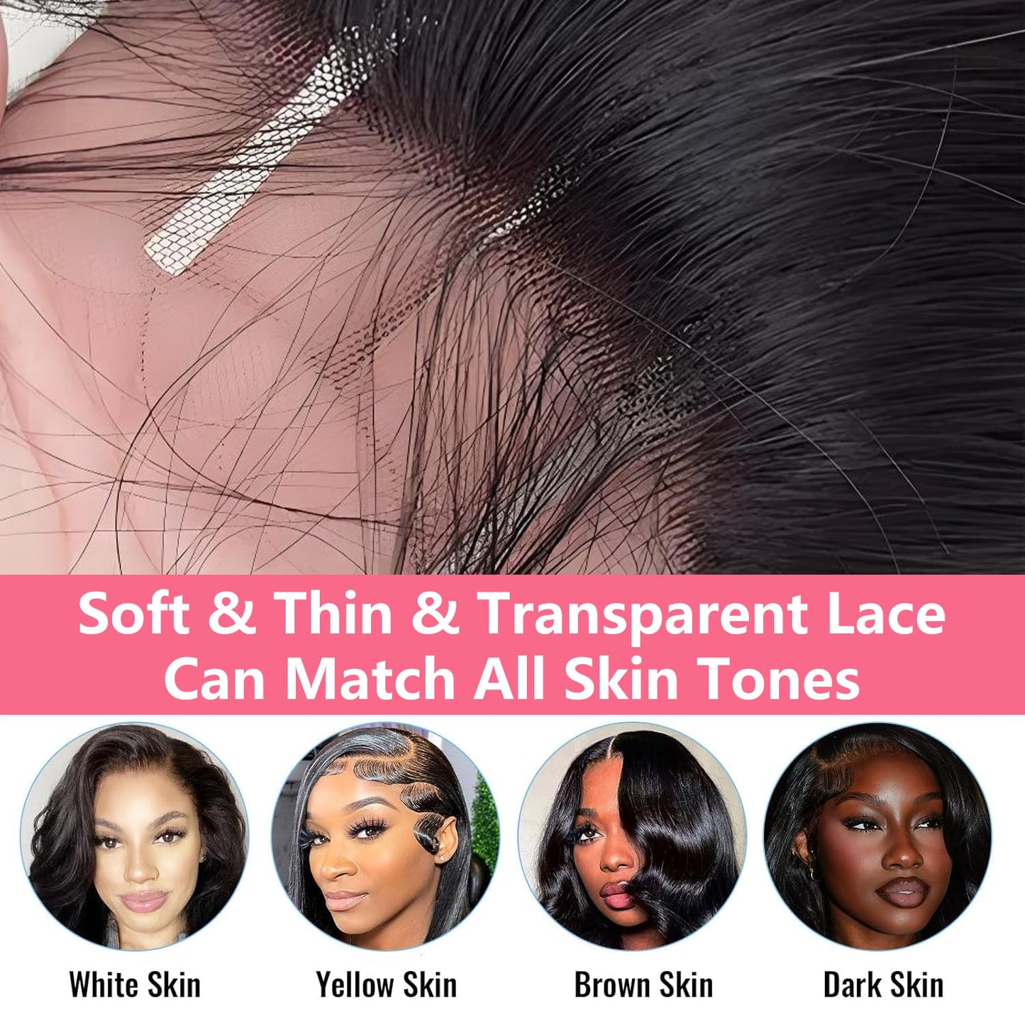 4x4 Lace Closure Human Hair Body Wave HD Lace Closure 20 Inch Free Part 100% Unprocessed Brazilian Virgin Human Hair Extensions for Women 150% Density Pre Plucked with Baby Hair Natural Black Color