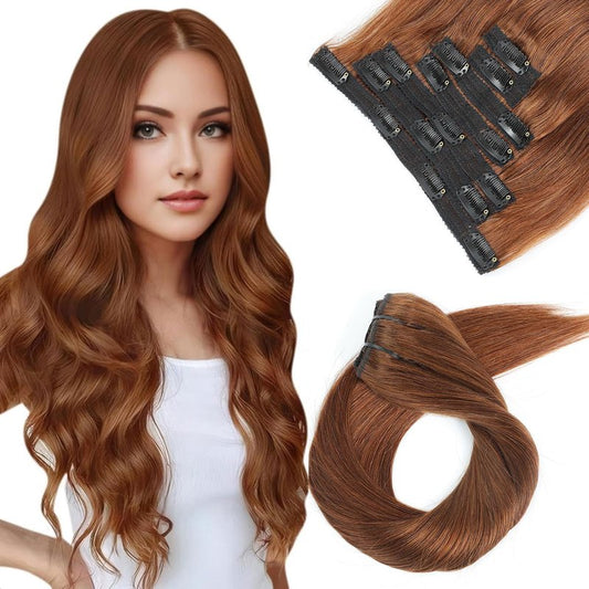 Clip in Hair Extensions Real Human Hair Chocolate Brown 12 inch 7pcs 70g/Pack, Human Hair Clip in Extensions, Salon-Grade Quality, Easy Comfort Wear for Women (#4, 12 inch)
