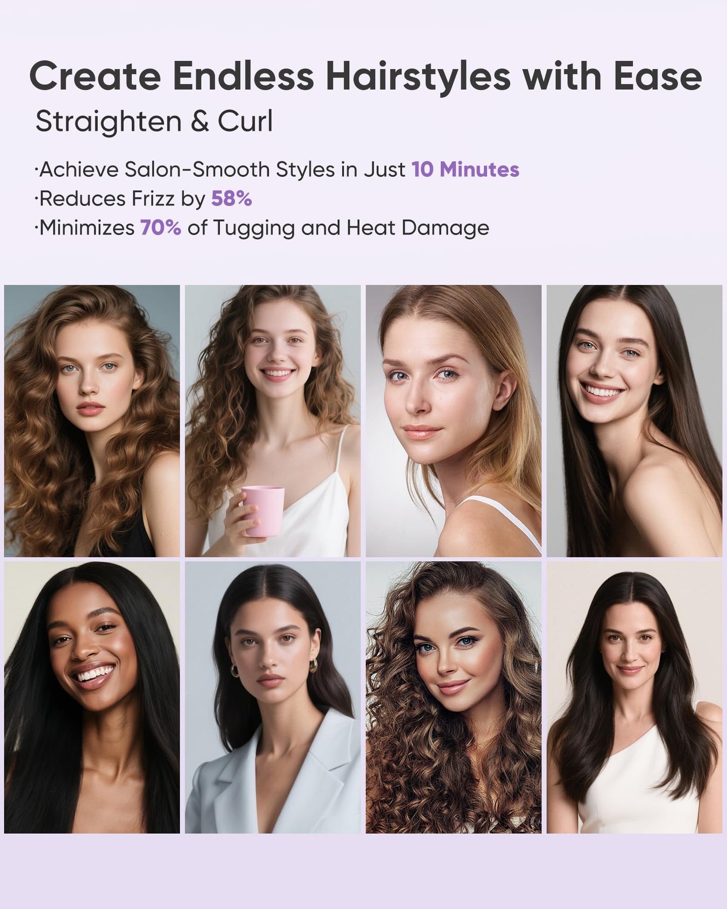 1" Ceramic Flat Iron with Sonic Vibrating for Less Damage, Dual Voltage Travel Hair Straightener for Women - Ionic & Volcanic Mineral Technology, Straightener and Curler, 10 Heat Settings