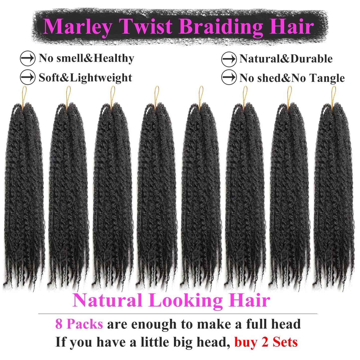 XSASLYET Marley Twist BraidIng Hair, Cuban Twist, 24 In,8 Packs,33/27