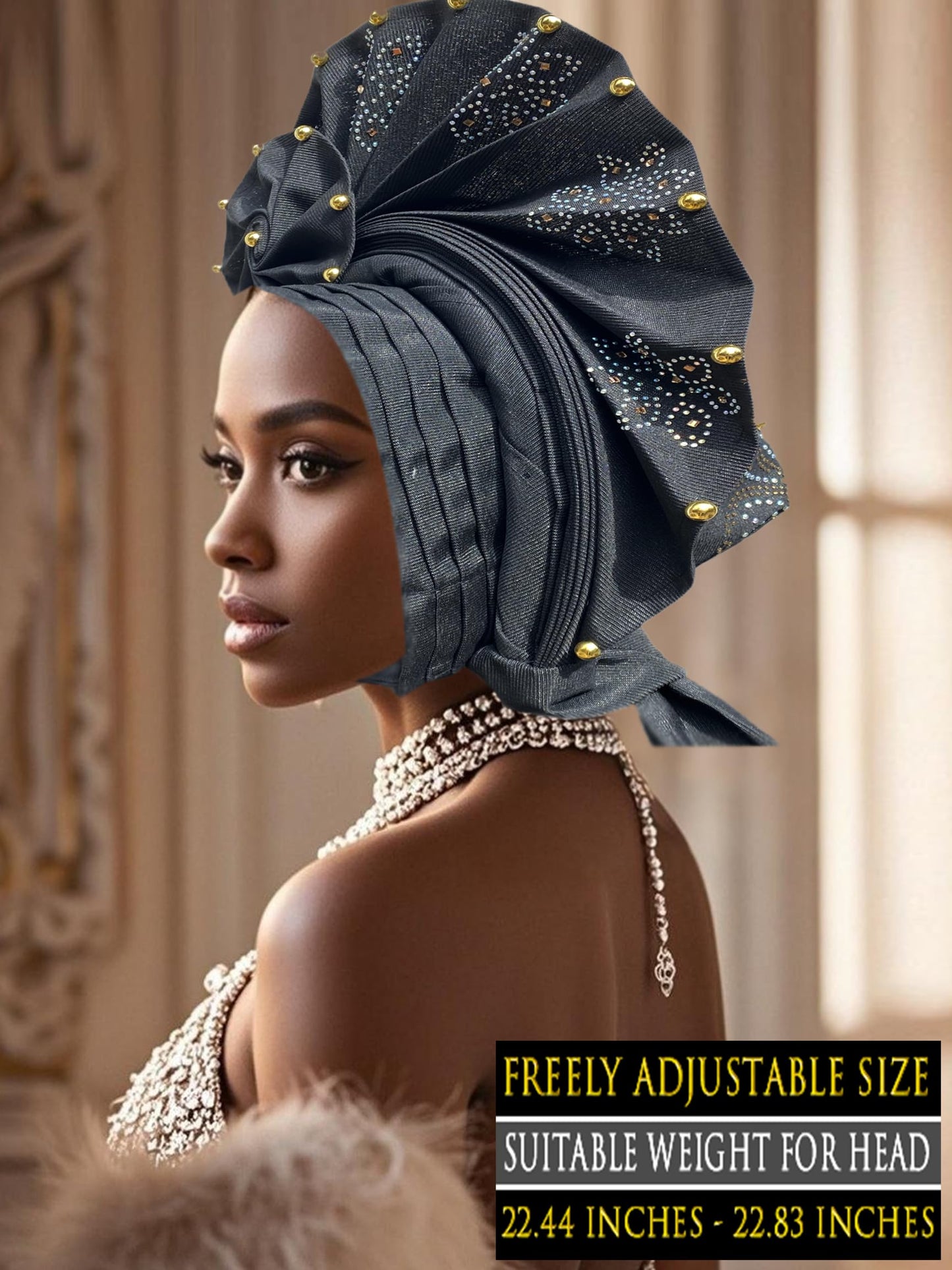 African Gele Head Wrap For Women African Gele Nigerian Turban Black