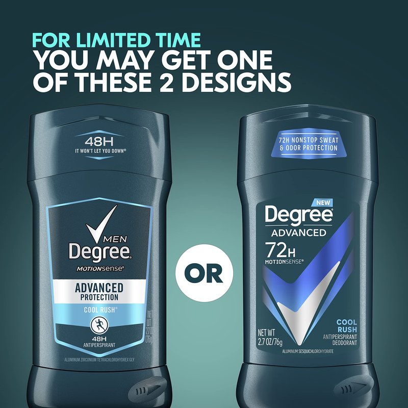 Degree Men Advanced Protection Antiperspirant Deodorant Cool Rush 4 count & Men UltraClear Antiperspirant Deodorant Black+White 2 Count 72-Hour Sweat & Odor Protection