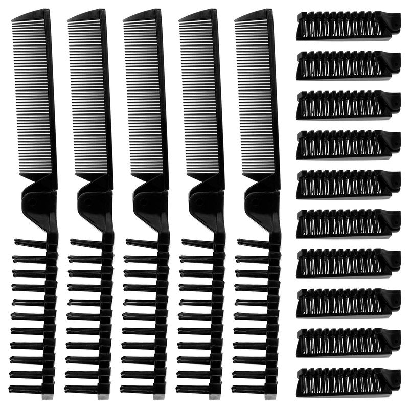 Foldable Hair Combs in Bulk, Individually Wrapped for Women and Men, Sturdy Double Tooth Hair Pocket Comb, Suitable for Travel Hotel Homeless Shelter Charity Church Black (7.8 inch, Count, 120)