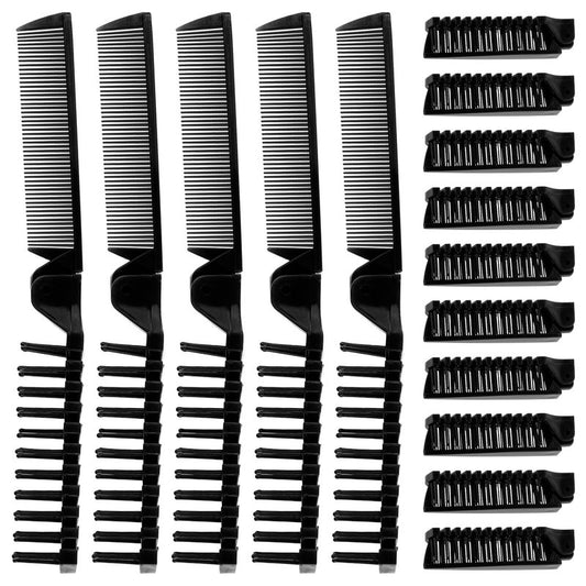 Foldable Hair Combs in Bulk, Individually Wrapped for Women and Men, Sturdy Double Tooth Hair Pocket Comb, Suitable for Travel Hotel Homeless Shelter Charity Church Black (7.8 inch, Count, 120)