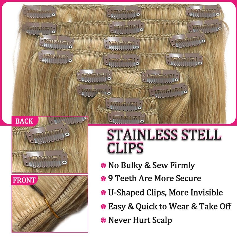 Clip in Hair Extensions Real Human Hair 120g 22inch Kinky Straight Clip ins 8pcs with 18clips Per Set Burgundy Soft Long Remy Human Hair Extensions Seamless Extensions Human Hair