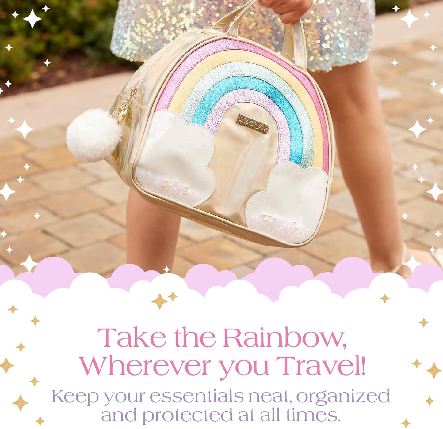 Unicorn Rainbow Cosmetic Bag - Stylish Travel Makeup Organizer | 9.3 x 4.3 x 6.7 in