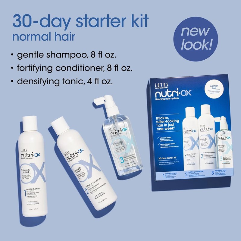 NUTRI-OX Thinning Hair Starter Kit - Thicker, Fuller-Looking Hair | Peppermint | 30-Day Supply