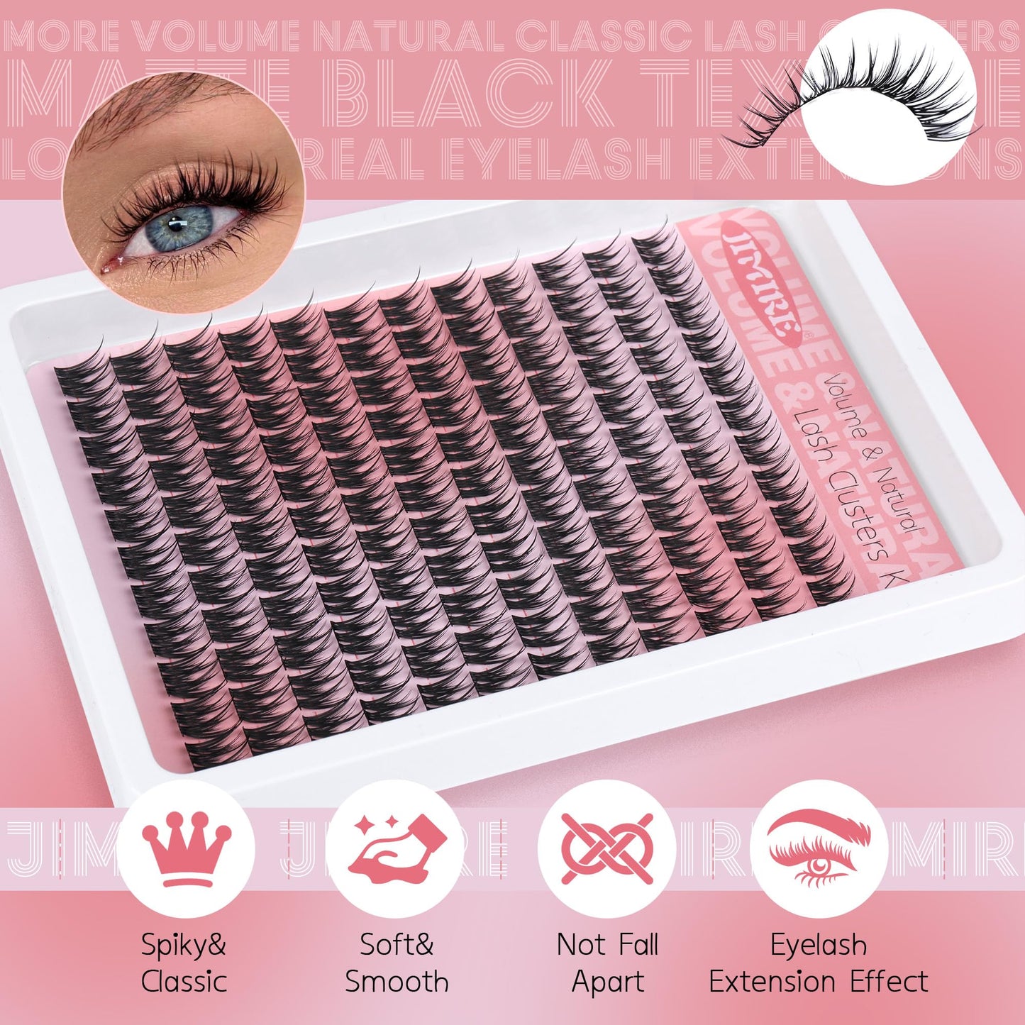 Natural Lash Clusters Wispy Cluster Eyelash Extensions 9-12MM Volume Individual Lashes 132Pcs CC Curl Classic Eyelash Clusters Soft Lash Extensions Easy to Apply for Beginners by JIMIRE