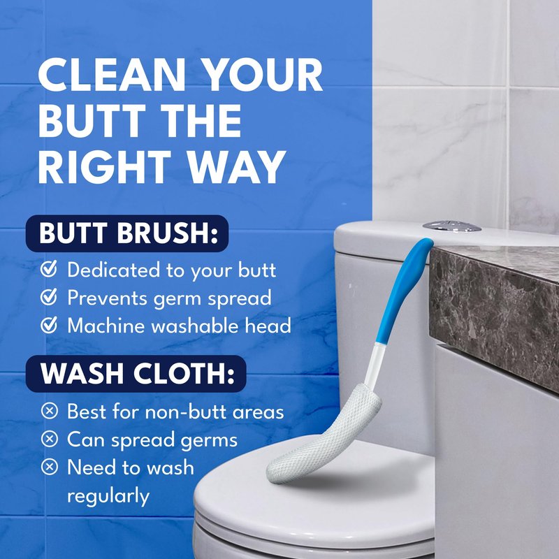 The Butt Brush - Dedicated Shower Brush - Best Bidet Alternative - Long Ergonomic Handle - April 2026 Edition - Prevents Germ Spread - Gift Box Included