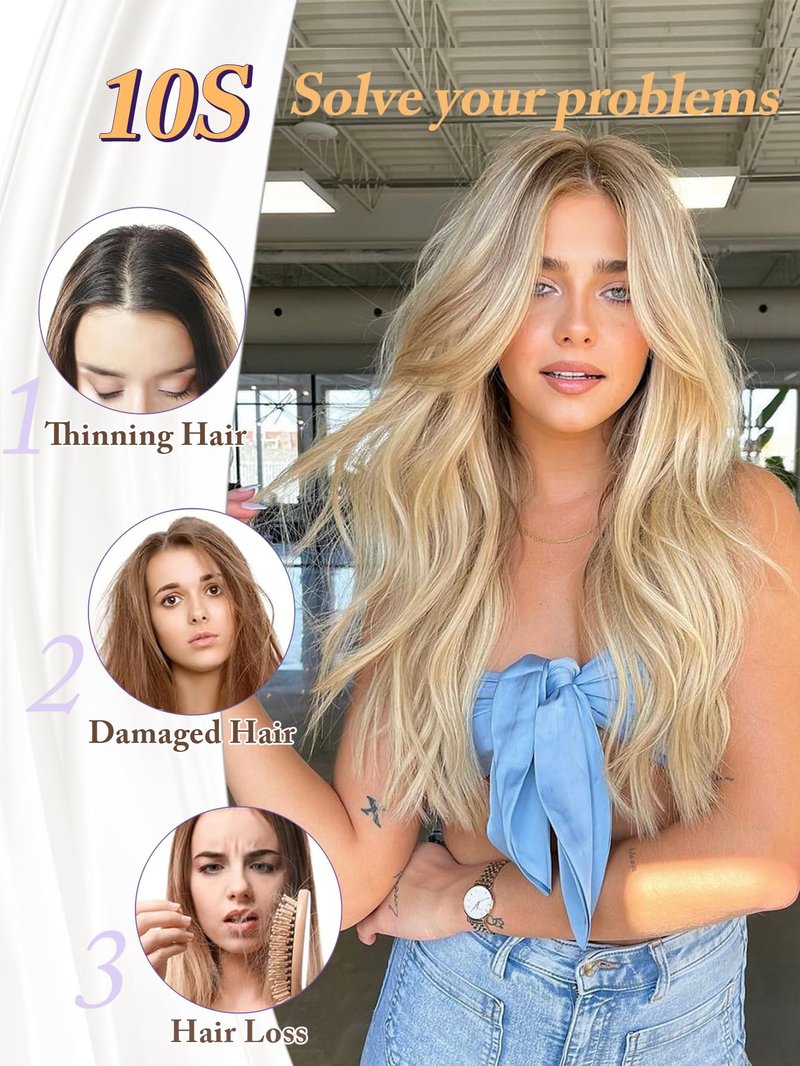 PANEWAY Hair Topper 20 Inch Wavy Synthetic Clip-In Topper for Women, Natural Looking Voluminous Hairpiece for Thinning Hair, Lightweight & Undetectable(20Inch,Brown Blonde with Dark Root)