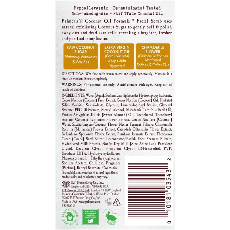 Palmer's Coconut Sugar Facial Scrub 3.17 Ounce (Pack of 2)
