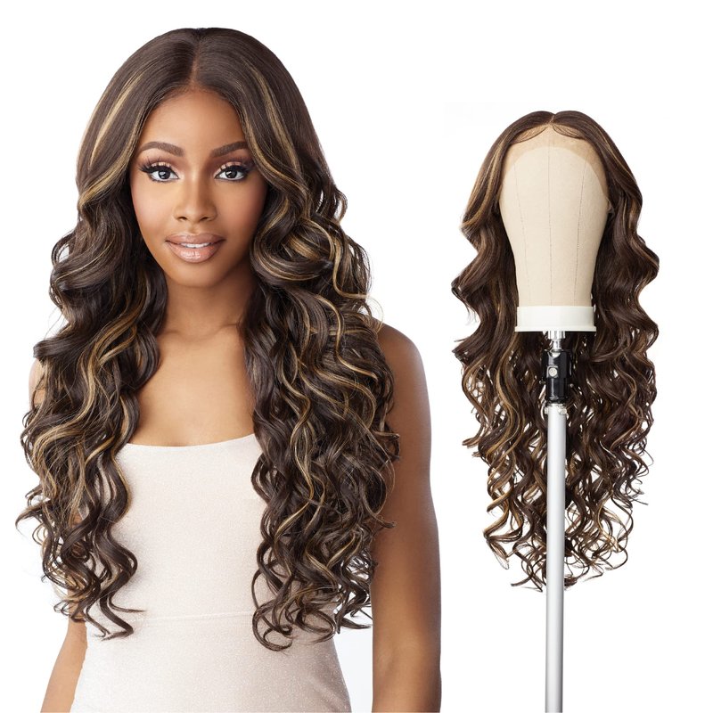 Sensationnel Butta Lace Wigs - Unit 32 Extra Wide 5 Inch Deep Parting Synthetic Preplucked Hairline Glueless Lacefront (1B OFFBLACK)