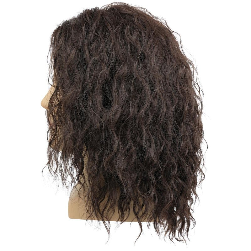 Deifor Mens Brown Wavy Wig - Medium Length Natural Look Middle Part Heat Resistant Synthetic Hair for Men Costume, Cosplay, Halloween Party