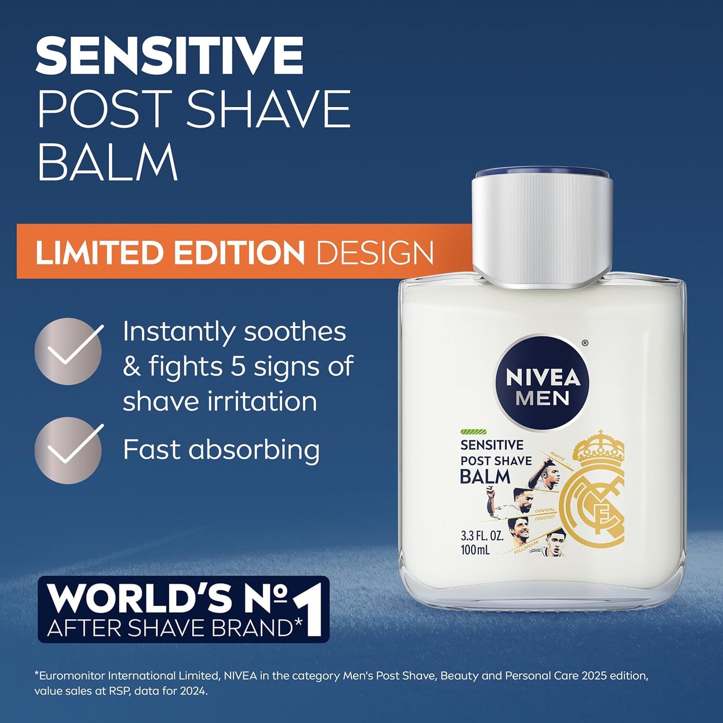 NIVEA MEN Post Shave Balm for Sensitive Skin - Alcohol Free, VitaminPro Complex | 3.3 Fl Oz