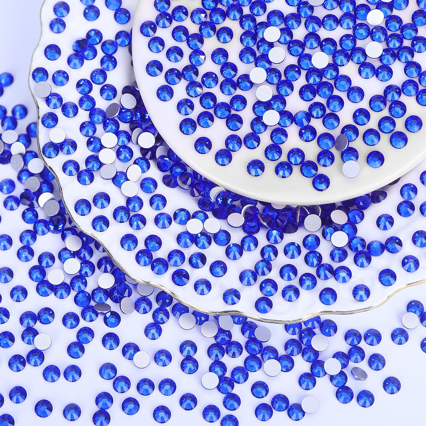 10000PCS Royal Blue Rhinestones Bulk, Flat Back Crystal Glass Stone Round Gems,SS20, 4.6-4.8mm