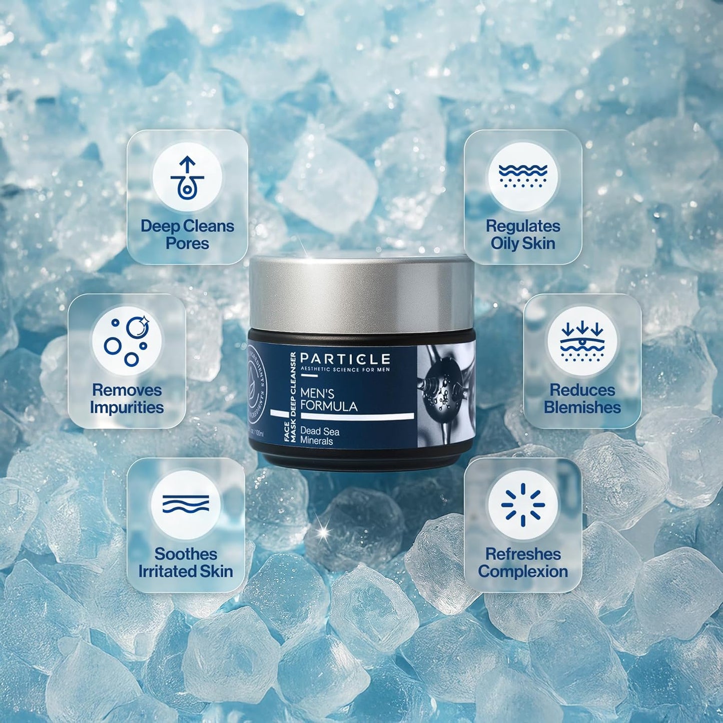 Particle Mineral Face Mask for Men - Hydrating Clay with Charcoal & Aloe Vera | 3.38 FL OZ