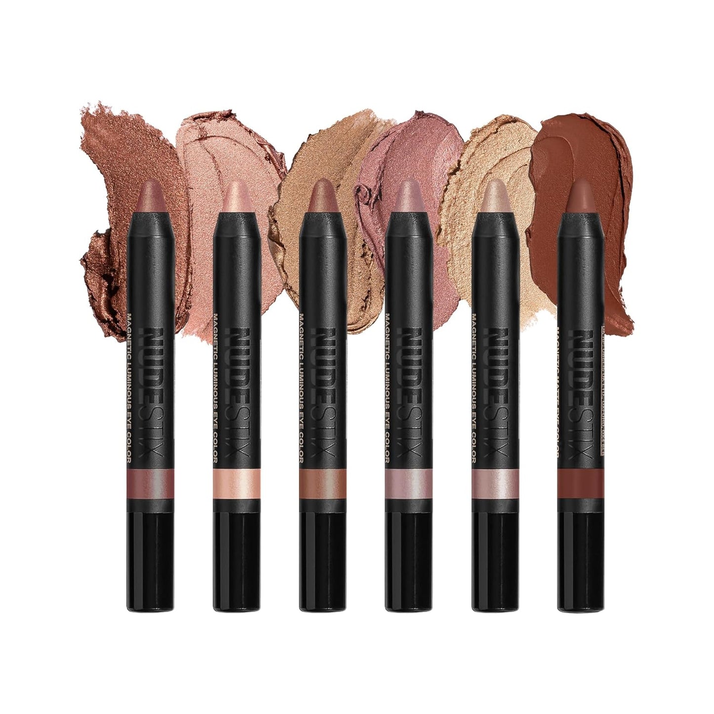 Nudestix Nude Beach Eye Palette - 6-Piece Cream Eyeshadow Crayon Set | Long-Wear Vegan Formula in Matte & Luminous Finishes | Collector Tin