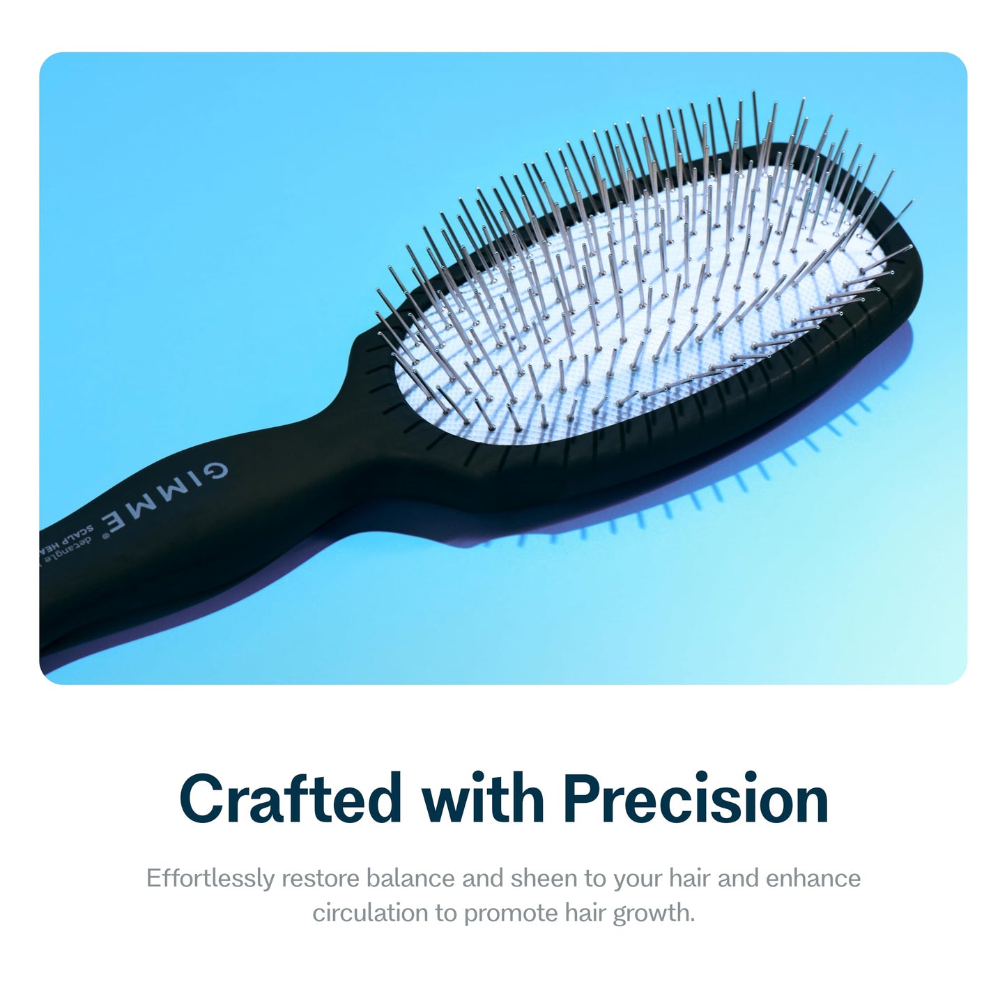 Gimme Beauty Metal Bristle Brush - Stainless Steel Bristles for Healthy Shine - Designed to Detangle Hair Types - Supports Scalp Care - Hair Brush with Comfy Handle