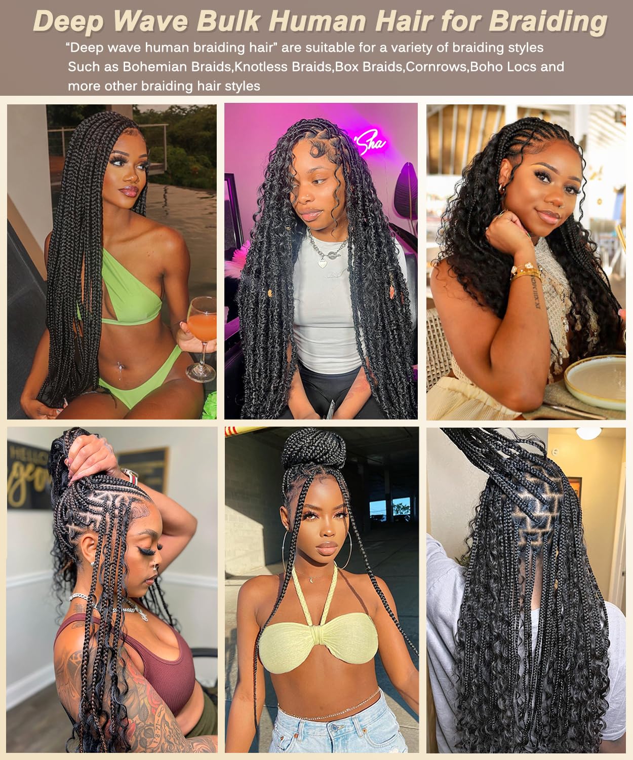 Curly Human Hair Bundles for Braiding - 12A Deep Wave, 16 Inch, No Weft | 100% Unprocessed Brazilian Virgin Hair