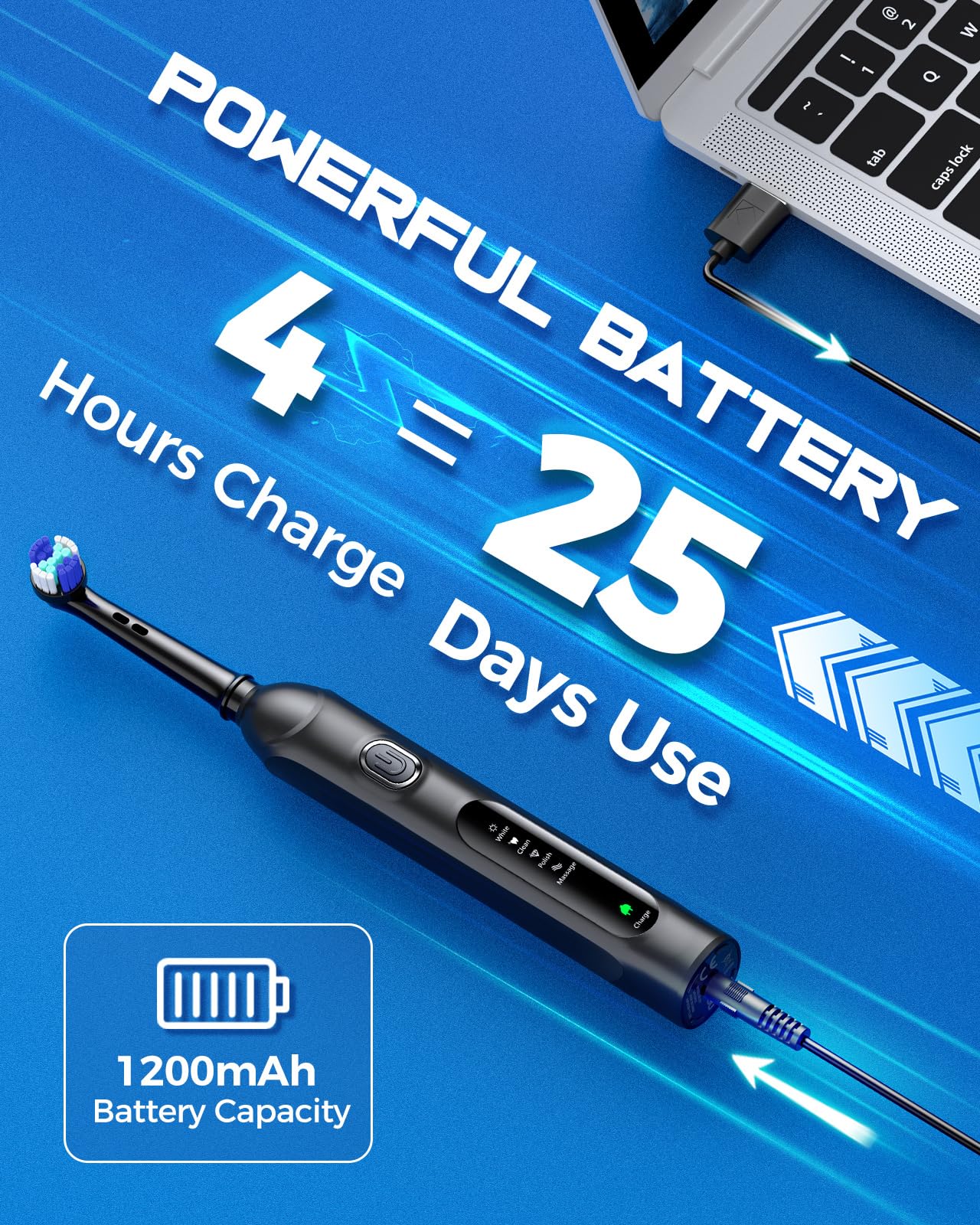TEETHEORY Rotating Electric Toothbrush for Adults with 8 Brush Heads (2 Types), 4 Modes Deep Clean Electric Toothbrush with Rechargeable Power and 2 Min Smart Timer Black