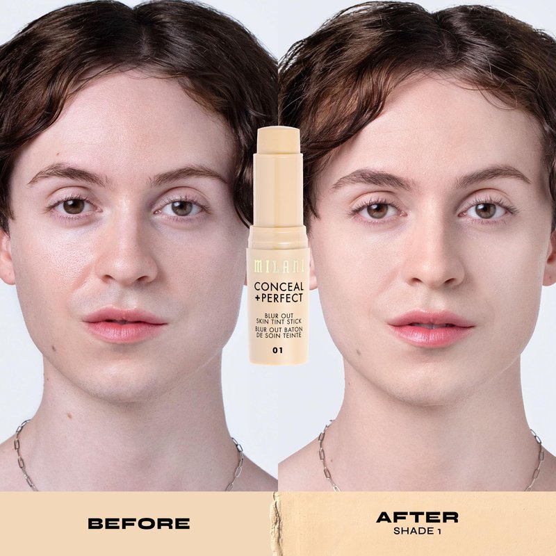 Milani Conceal + Perfect Blur Out Skin Tint Stick - Light to Medium Coverage Tinted Moisturizer Stick with Vitamin C & E - Soft Matte, Pore Blurring Natural Finish 01-Very Fair Neutral