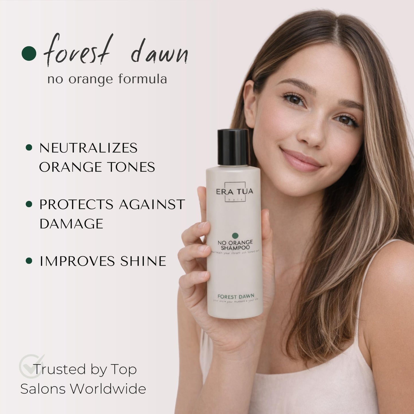 ERA TUA Forest Dawn No-Orange Hair Shampoo| Dutch Made Blue Pigment Neutralizer for Orange & Copper Hair Tones | Paraben Free Formula | Sweet Mandarin, Bergamot, Pink Rose & Vanilla Scent | 250 ml