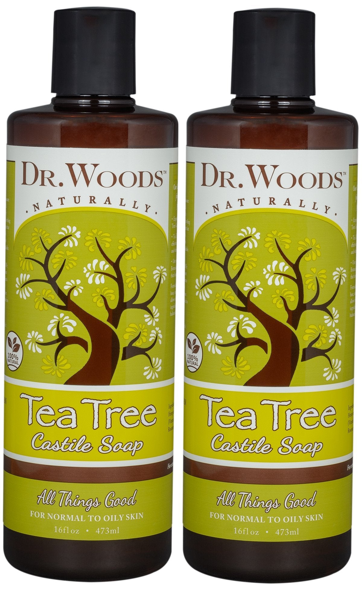 Dr. Woods Tea Tree Liquid Castile Soap - Natural Castile Soap with Organic Shea Butter for Body, Hands, and Face, for Men and Women - 16 Fl Oz, Pack of 2