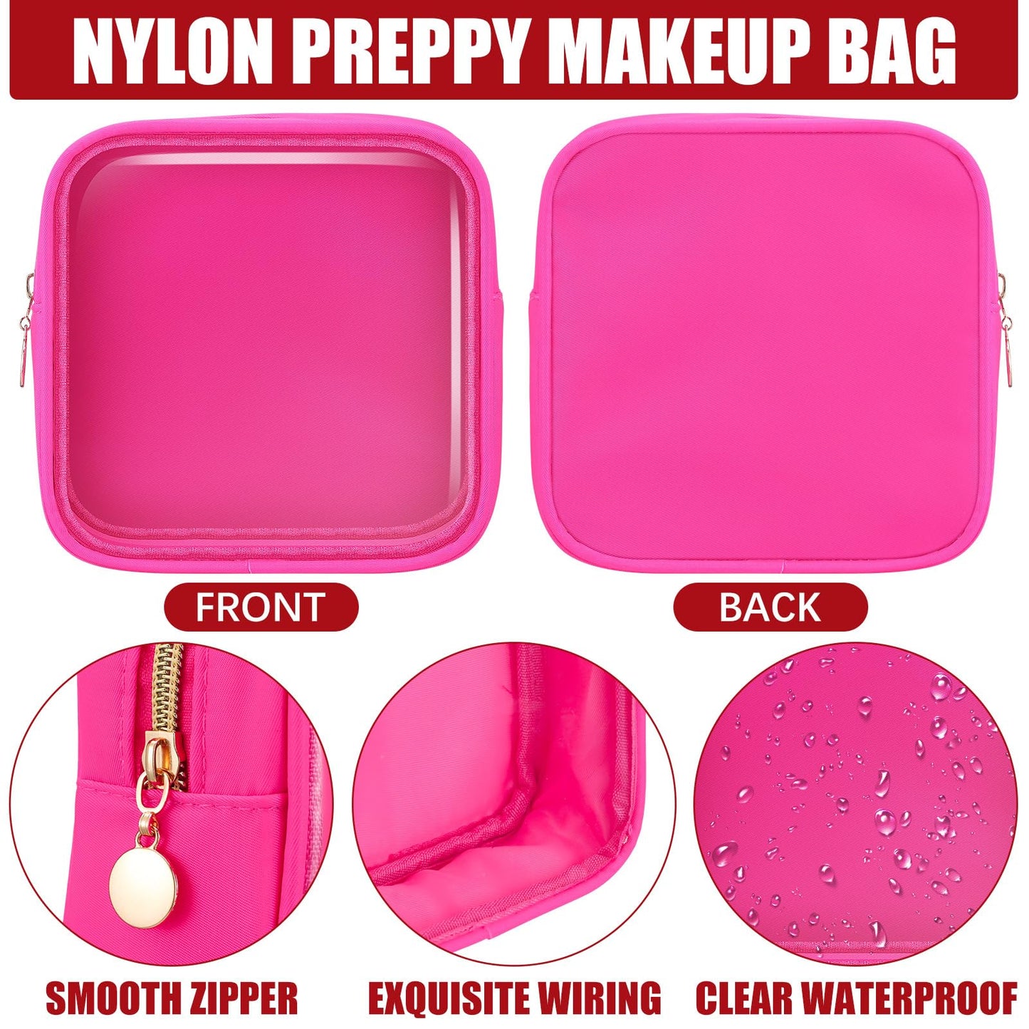 Hushee 4 Pcs Clear Nylon Makeup Bag for Women Gifts Preppy Cosmetic Bag PVC Travel Toiletry Zipper Pouch Waterproof Storage Organizer Pouch for Women(Mini)