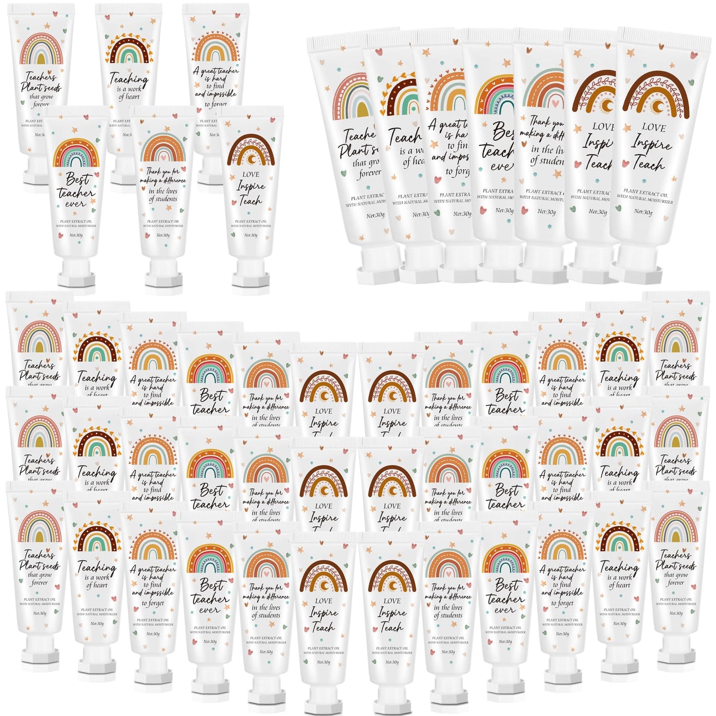 Dansib 36 Pcs Teacher Appreciation Gift Bulk Hand Cream Boho Rainbow Teacher Employee Staff Appreciation Hand Lotion Team Gift Bulk Travel Size Lotion Cream Moisturizing for Women Men Coworkers