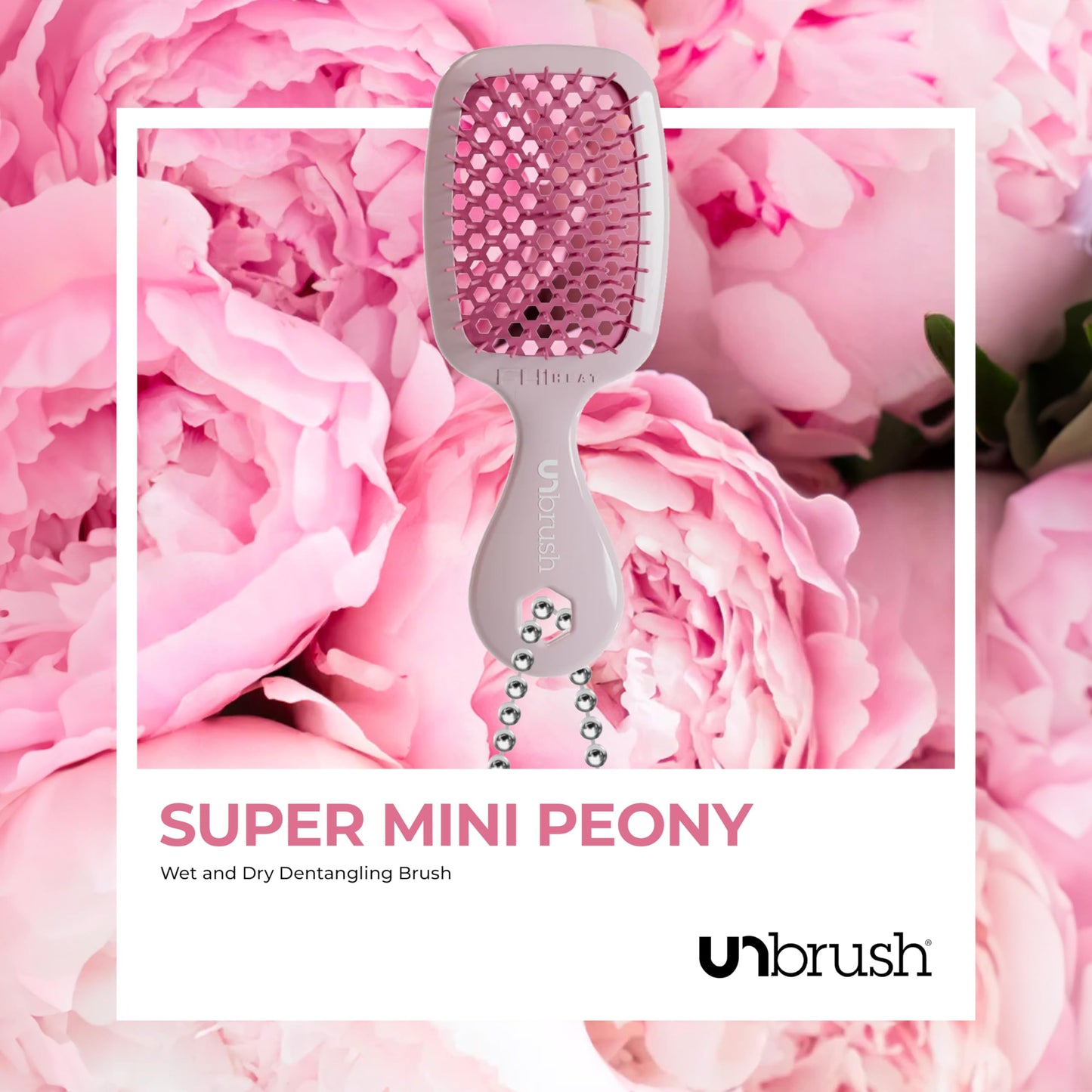 FHI Heat UNbrush Keychain Super Mini Hair Brush — Collectible Miniature Charm for Bags and Keys — Accessory for Beauty Lovers - (Peony)