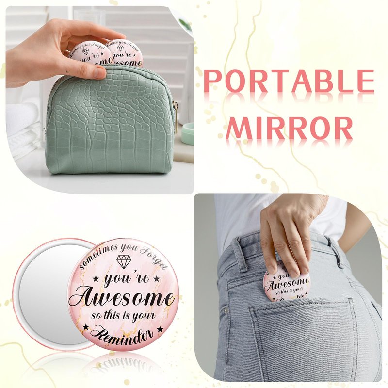 Tradder 120 Pcs Compact Mirror Bulk for Women Pink Beauty Gift Mother's Day Inspirational Quinceanera Appreciation Gifts Purse Pocket Mirror Valentine Employee Coworker Bag Stuffer Items