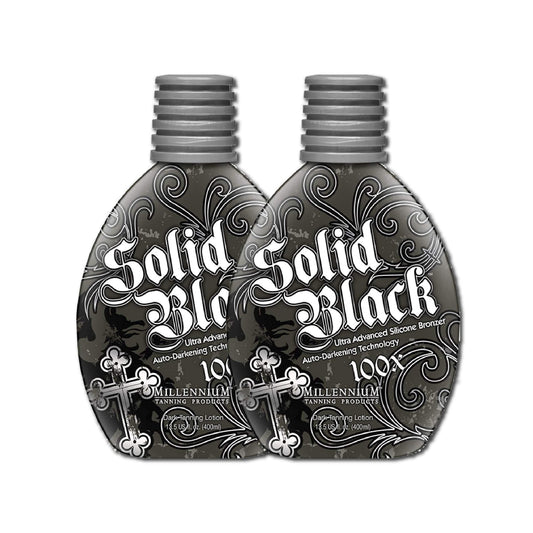Millennium Tanning SOLID BLACK 100X Dark Tanning Lotion Indoor Outdoor Bronzer Tanning Bed Lotion 13.5 fl. oz. 2-PACK