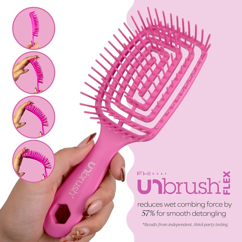 FHI Heat Detangling Brush - Ultra-Flexible Pain-Free Hair Brush with DuoFlex Anti-Static Bristles | Ideal for Tangles & Scalp Massage