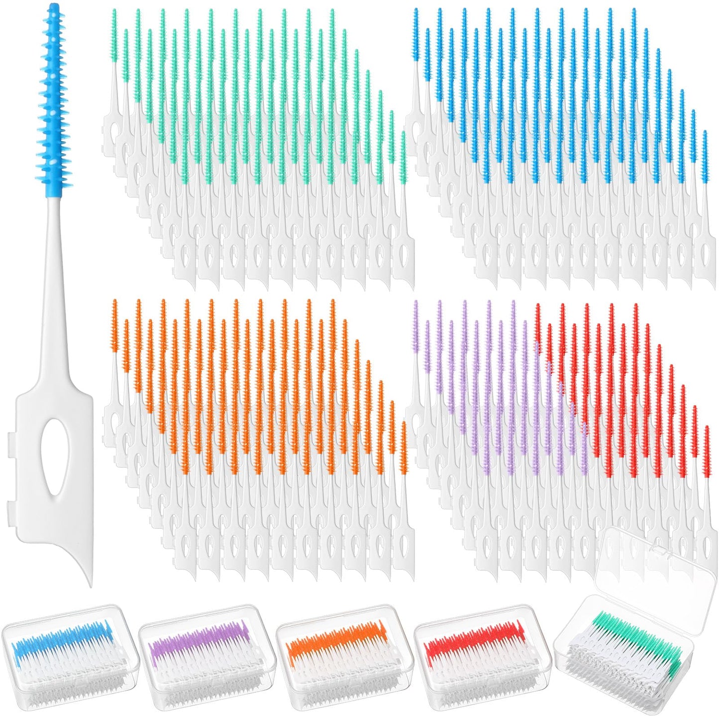 Reallnaive 1200 Pcs Dual-use Soft Interdental Brushes Disposable Picks for Teeth Dental Floss Picks with Case Dental Braces Brush for Teeth Cleaning and Health