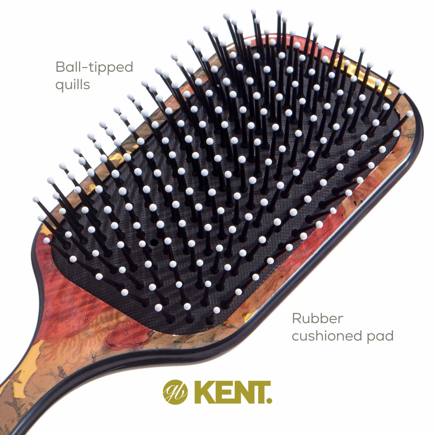 Kent LPB1 Large Paddle Cushioned Hair Brush - Grooming, Detangling, & Smoothing Floral Print - Best Everyday Brush For Medium to Long Hai