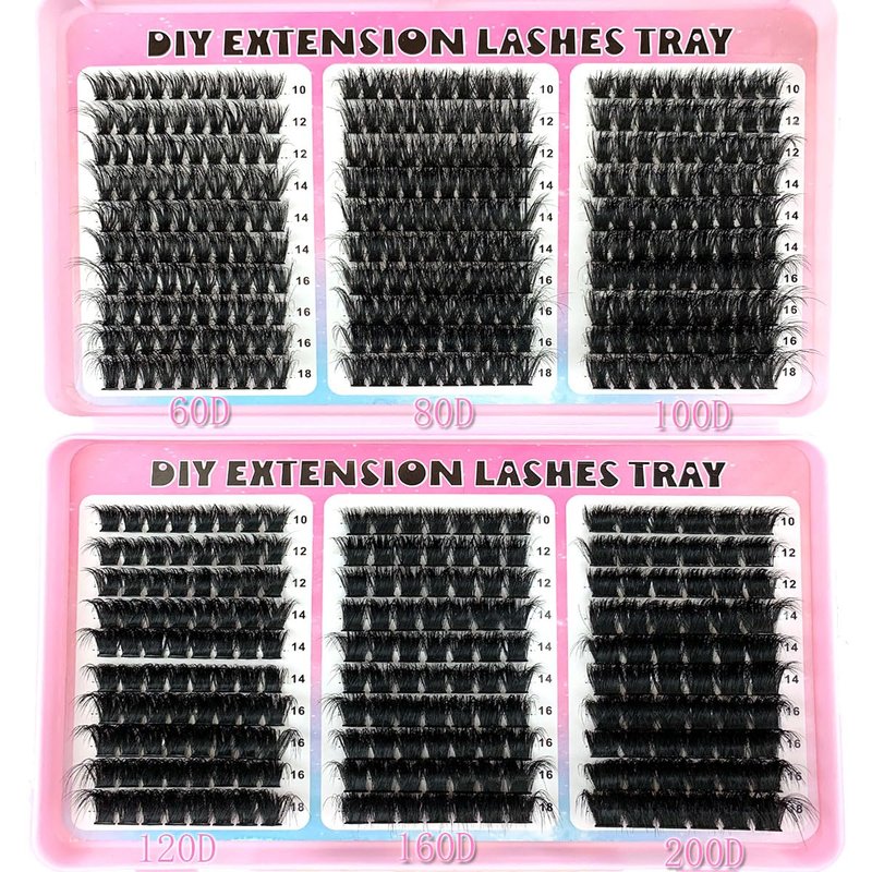 UMIRYAO 200D-60D large capacity eyelash book single cluster artificial mink false eyelashes 500pcs thick eyelashes 0.07mm D curly false eyelashes 10-18mm mixed mink lashes (ZH01/60pai)